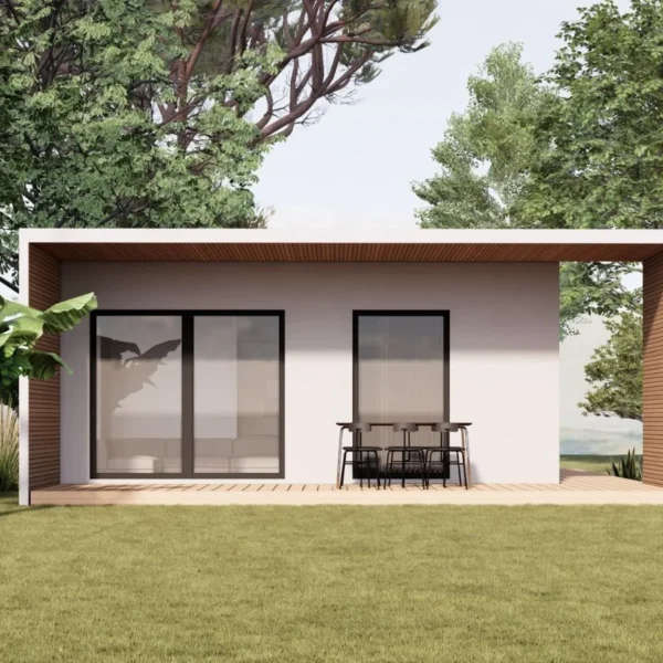 Maison modulaire clé en main de 67 m², architecture espagnole
